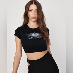 Garage Black Y2K Style Drama Queen Cropped Baby Tee